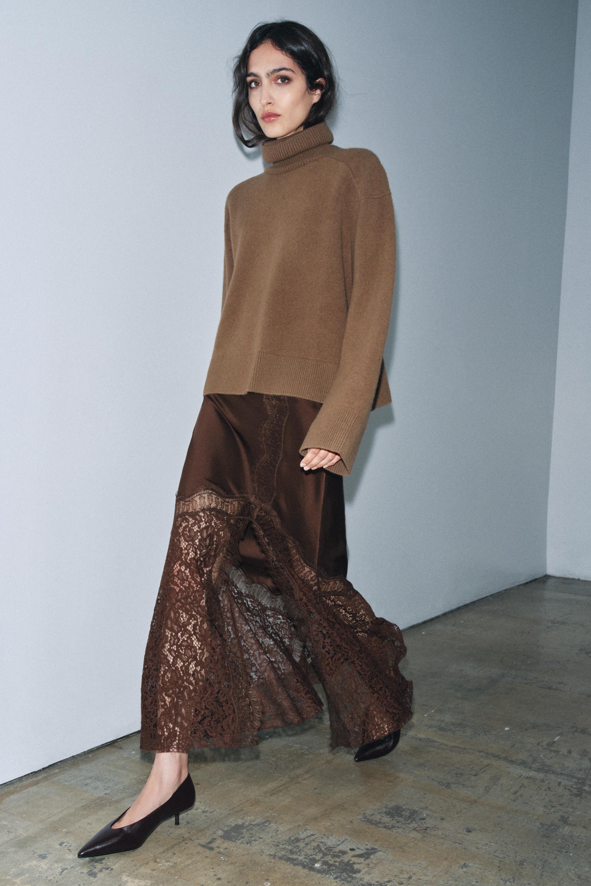 JUPE SATINÉE DENTELLE ZW COLLECTION